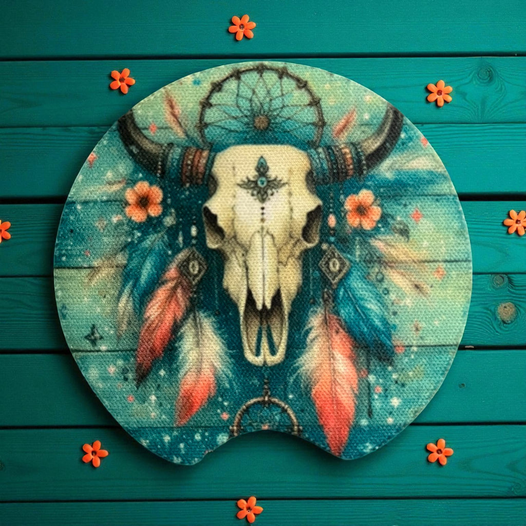 Cow Skull Car Coaster Set
