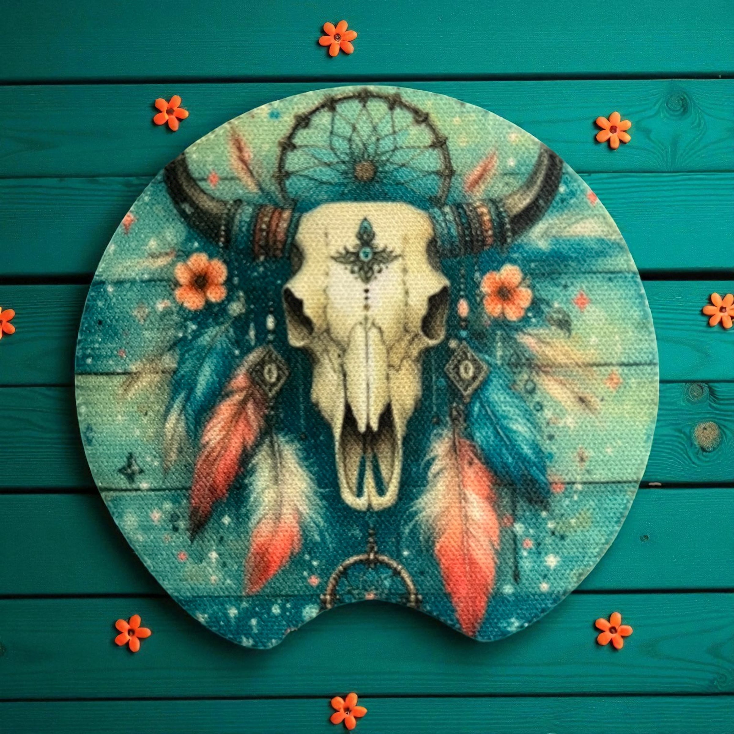 Cow Skull Car Coaster Set
