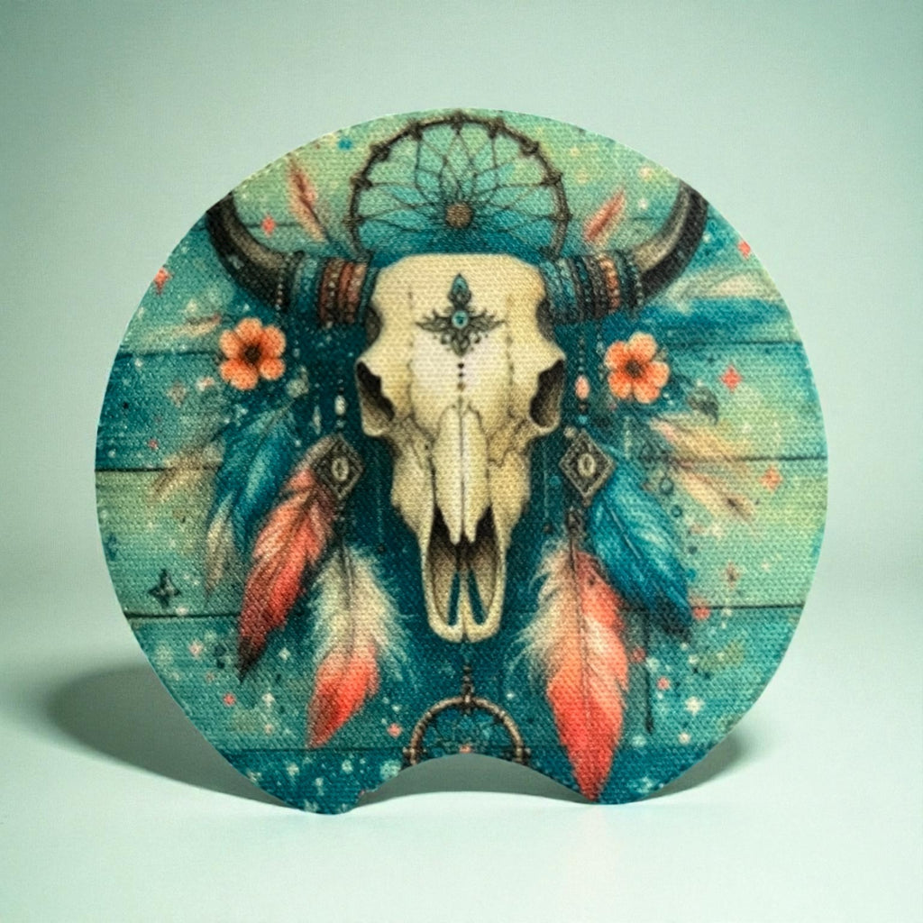 Cow Skull Car Coaster Set