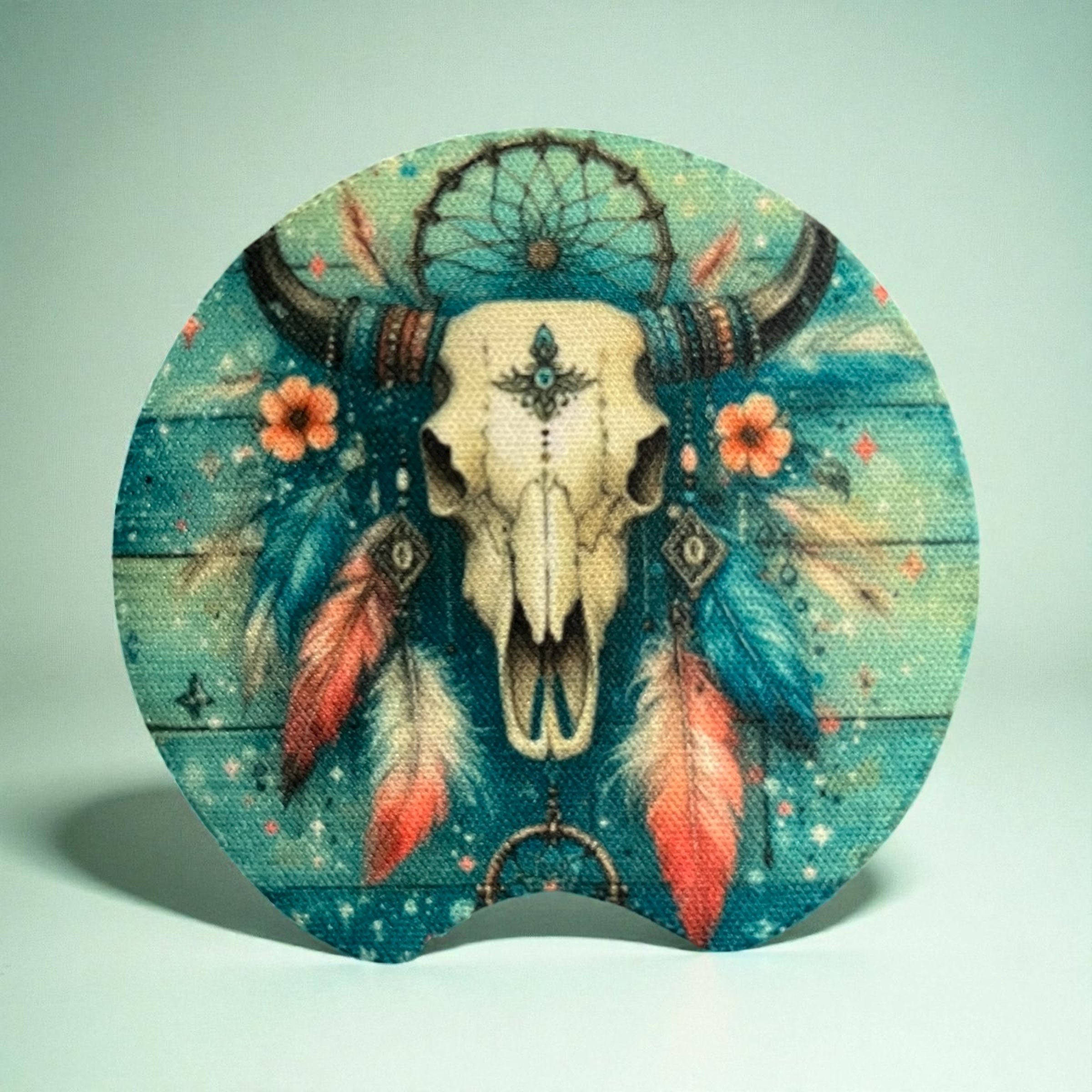 Cow Skull Car Coaster Set