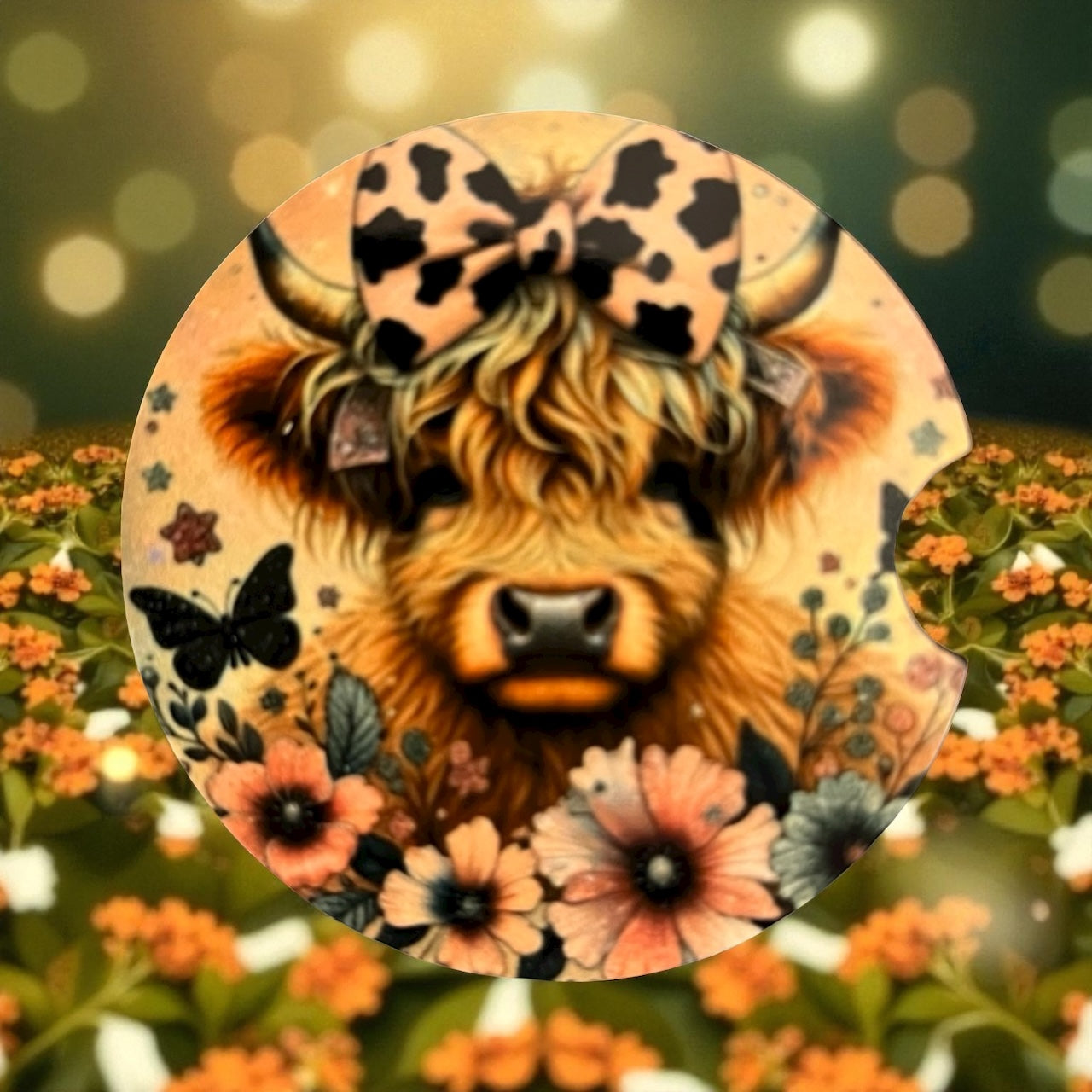 Highland Cow Car Coaster Set