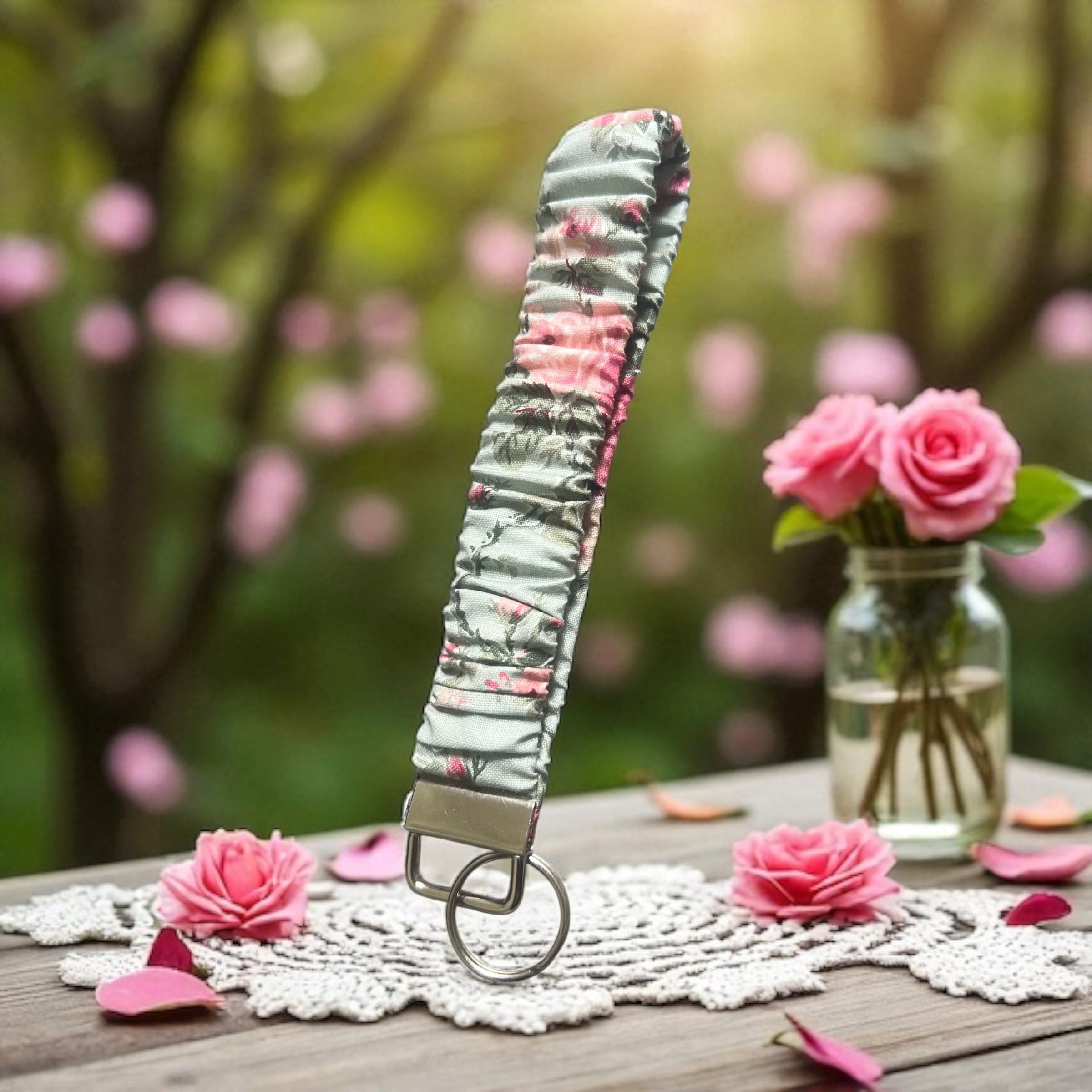 Vintage Floral Wristlet Keychain