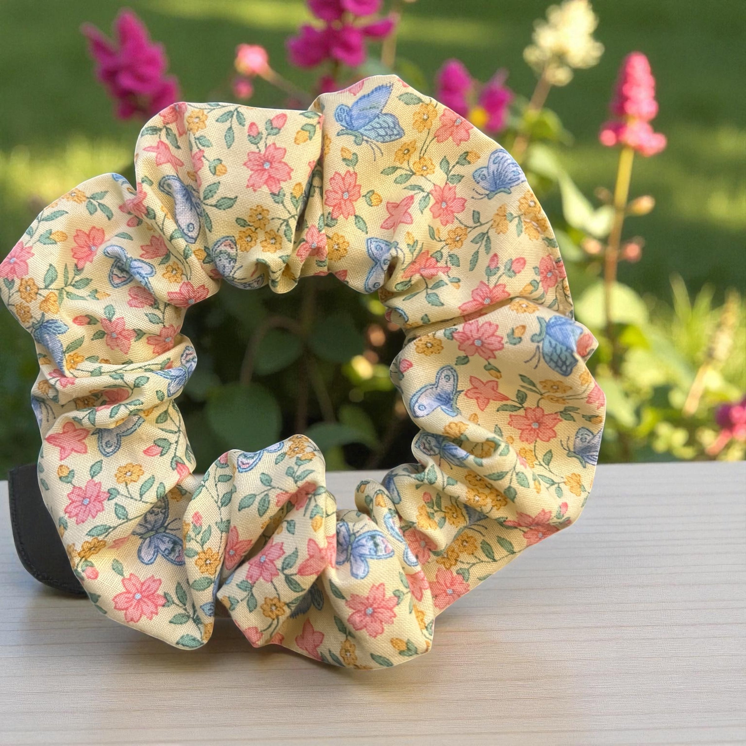 Yellow Floral - Hair Scrunchie