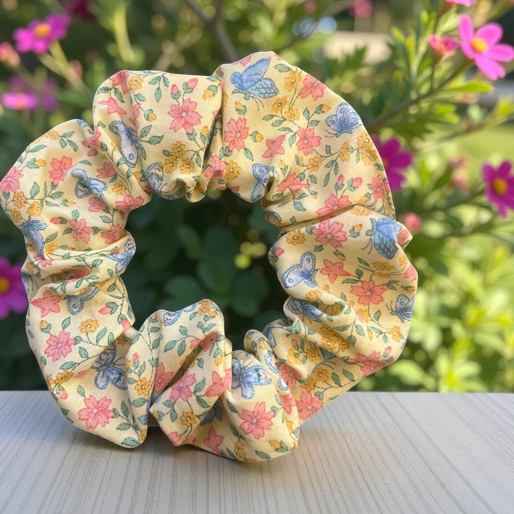 Yellow Floral - Hair Scrunchie