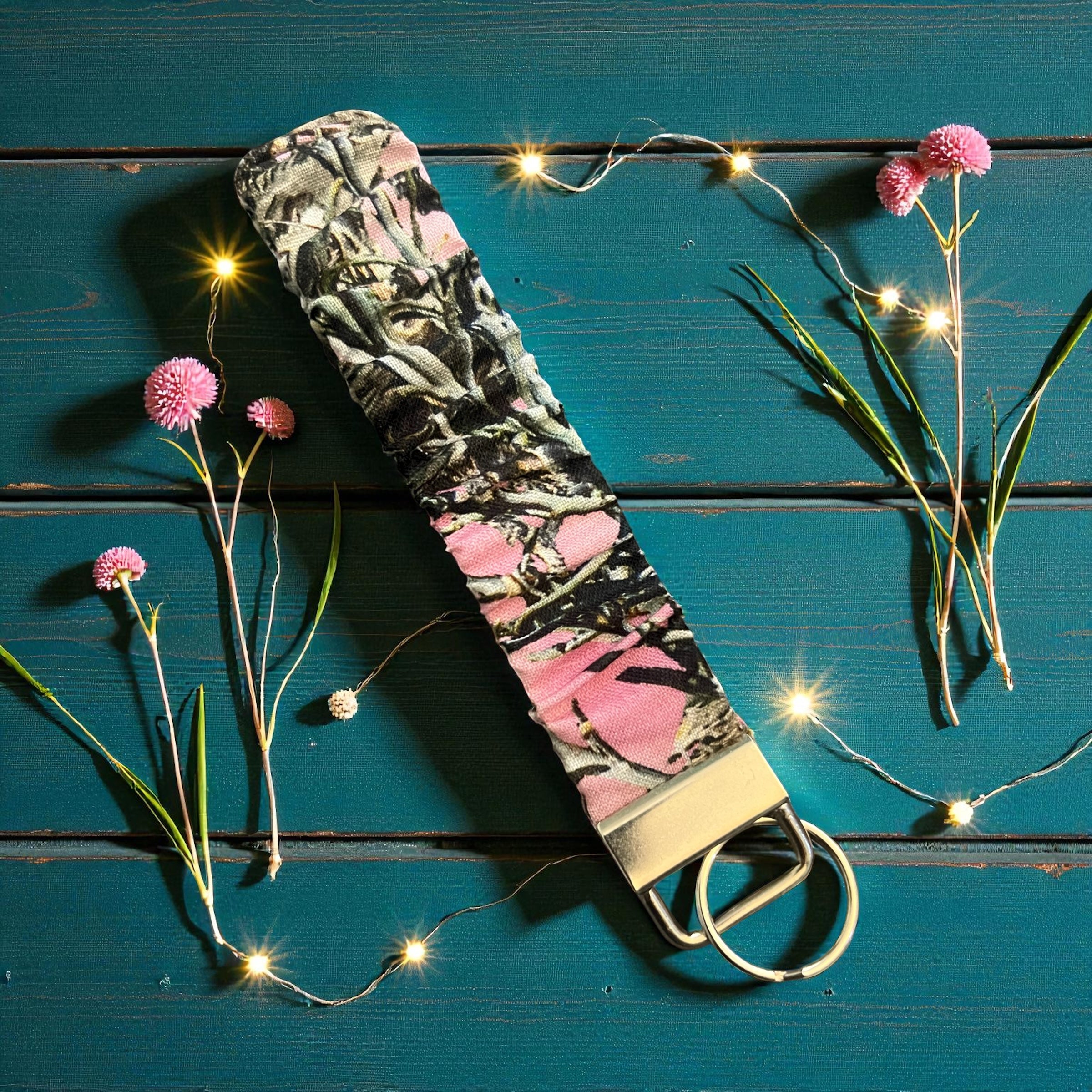 Pink Camo - Scrunchie Wristlet Keychain