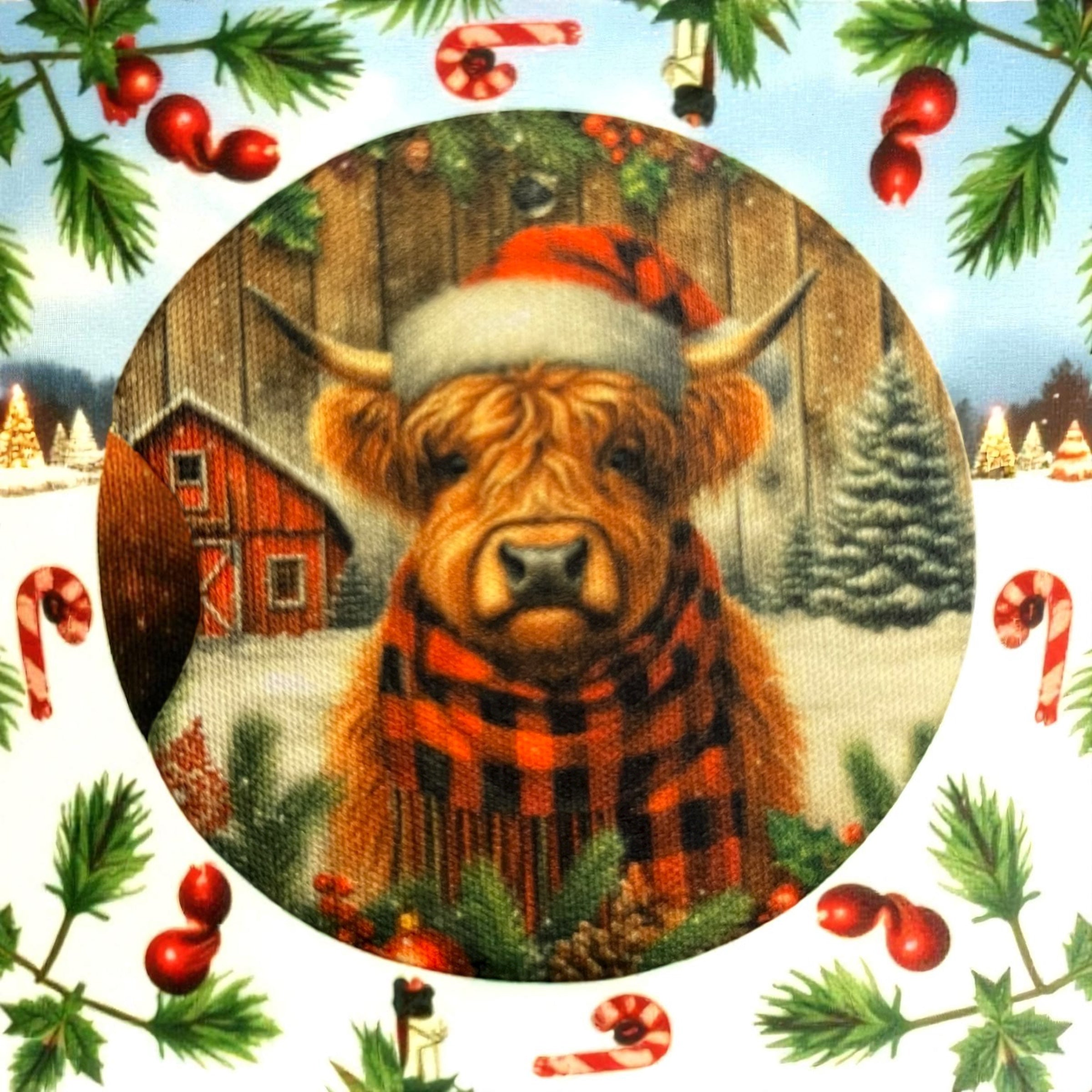 Highland Cow Christmas- Car Coaster Set