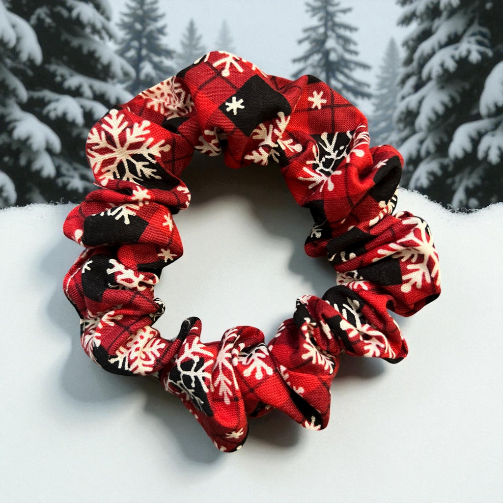 Buffalo Plaid Snowflake Scrunchie
