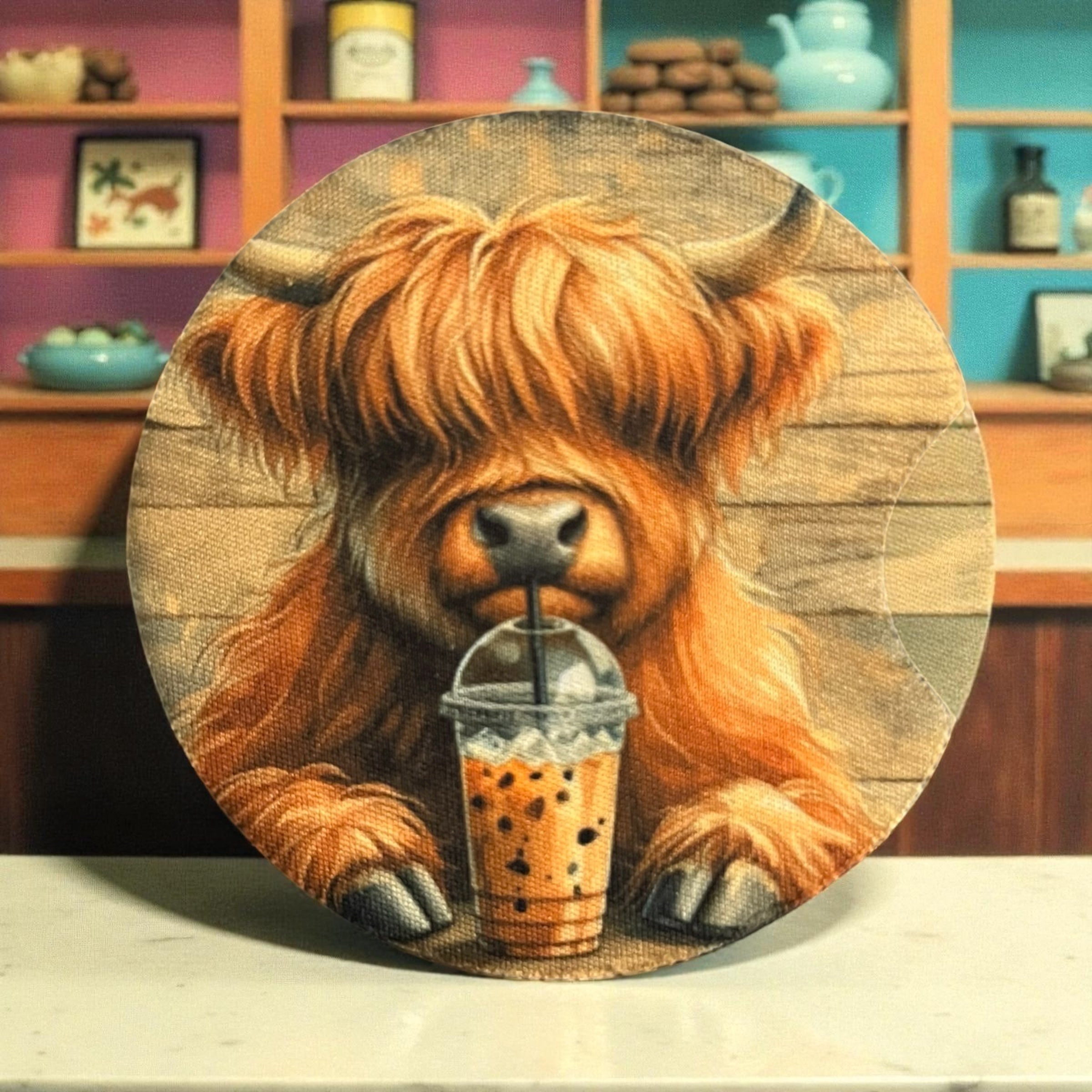 Cow and Coffee Car Coaster Set